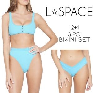 NWT L*Space Robbie Top + Frenchi Bitsy Bottom + Pratt Bottom 3 Pc. Bikin…